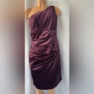 David's Bridal Asymmetrical Plum Dress